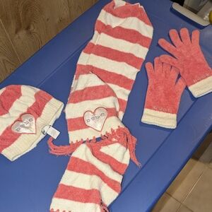 Striped Pink and White Women Winter Set Matches Turtleneck With Cream Shorts